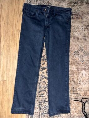 PAIGE Women's Straight Leg Jeans in Dark Blue Denim